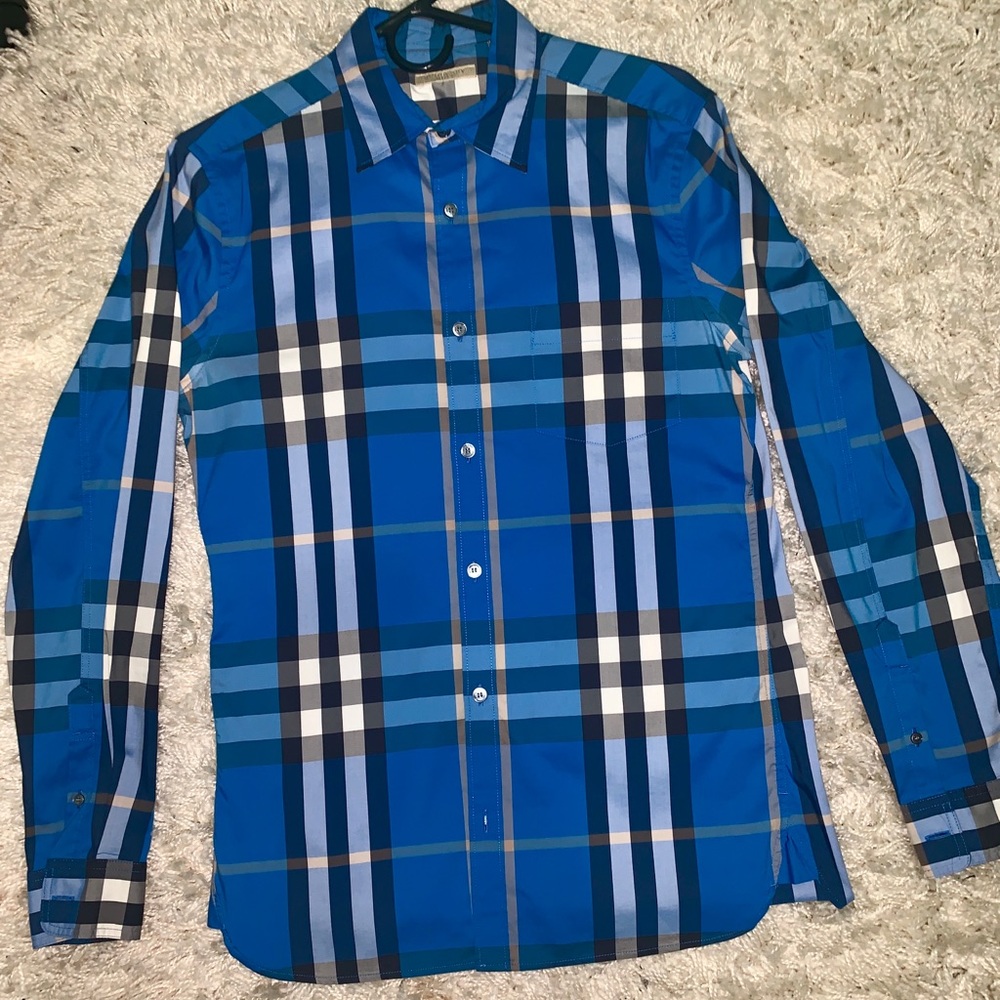Blue House Check BURBERRY Cotton Long Sleeve Shirt